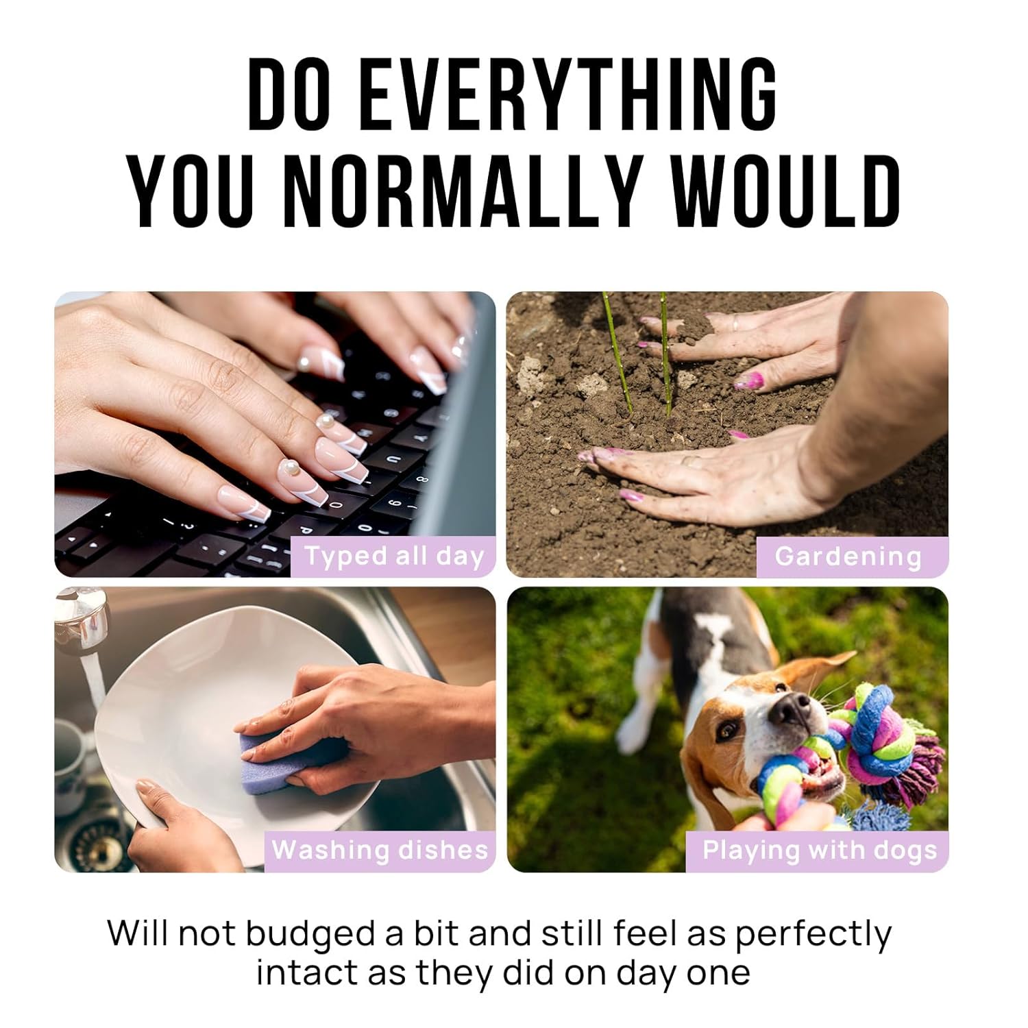 Press-On Nails – White Swan Black French Set