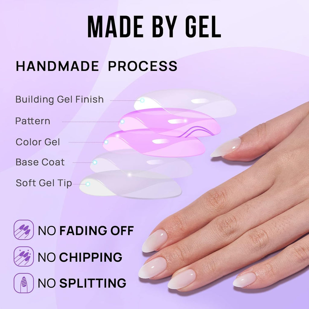 Close-up of Cream Puff white press-on nails soft gel handmade