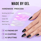 Soft gel almond press-on nails black with seamless cuticle fit
