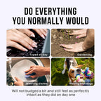 Soft gel square press-on nails with glossy black French tips