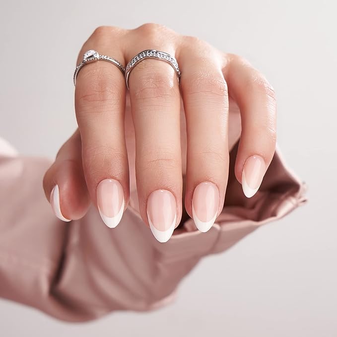 White Almond Short Soft Gel Press-On Nails